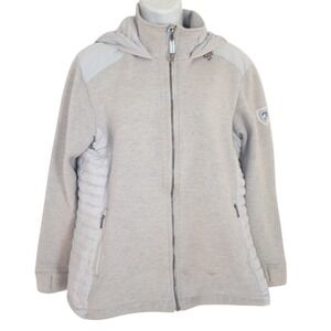Kuhl women's L Hybrid Down Wool Hoodie Puffer Jacket‎ Grey Winter Gorpcore hike